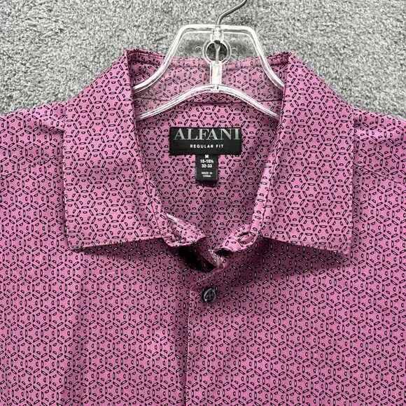 Alfani Shirt Men's Medium 15 15.5 32-33 Purple Button Up Regular Fit Long Sleeve - Picture 3 of 16